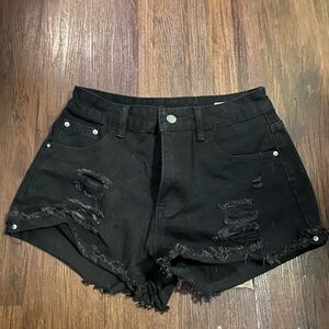 Black Distressed Women's Shorts